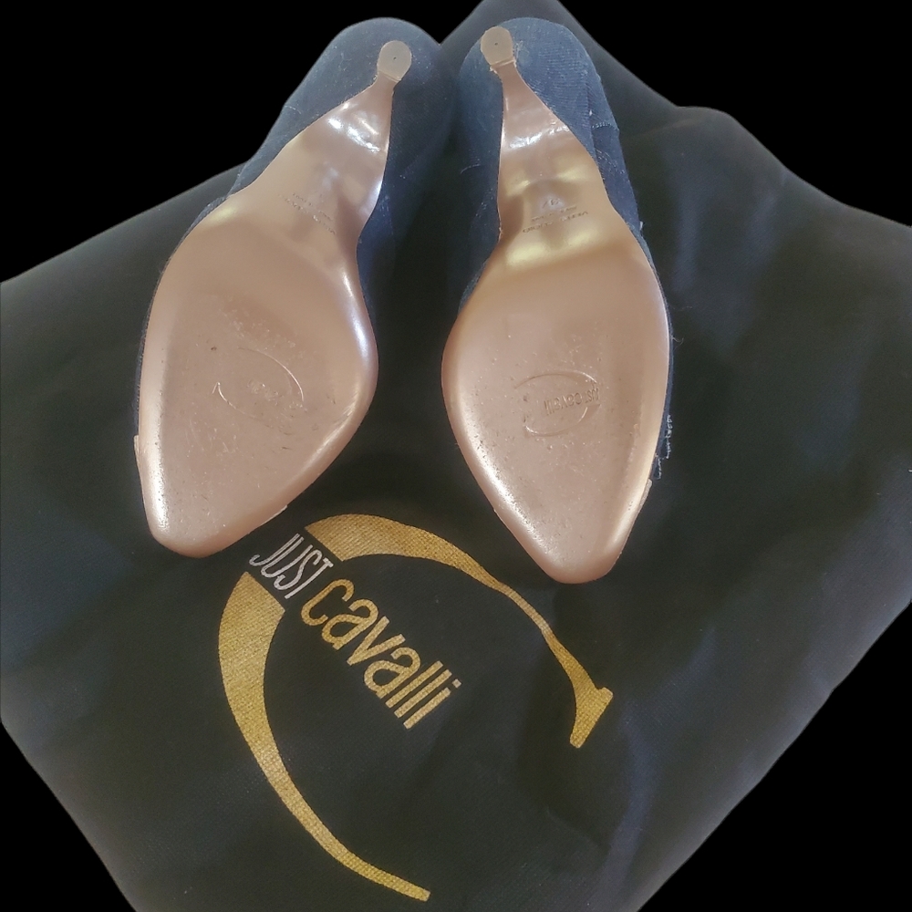Roberto Cavalli (Just Cavalli) High-Heels; size 37; Denim/Snake:RARE - Picture 7 of 7